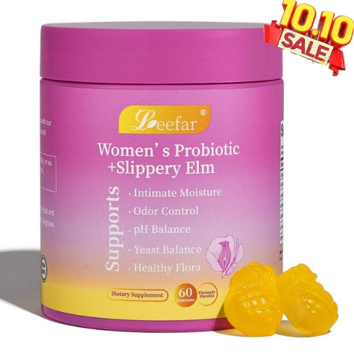 Juicy Feminine Probiotics Gummies- All in One Solution with Slippery Elm and Prebiotics