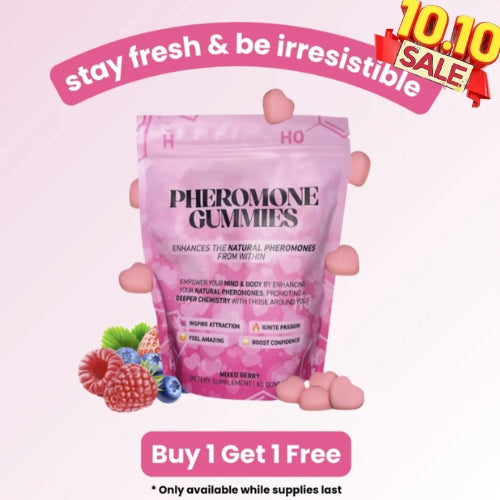 Pheromone Gummies - Enhances Your Natural Pheromones from Within - Become Irresistible, Inspire Attraction & Boost Confidence - Mixed Berry Flavor, 60 Count - 30 Day Supply