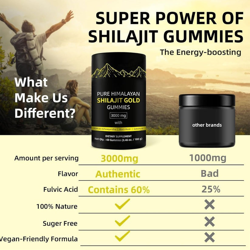 Boost Energy & Focus Naturally – Pure Himalayan Shilajit Gummies