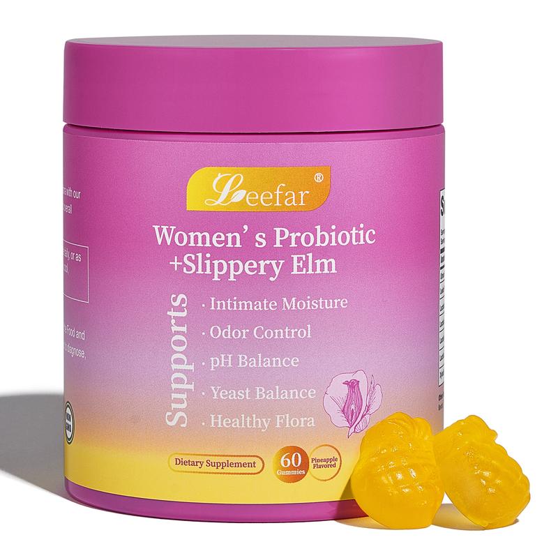 Juicy Feminine Probiotics Gummies- All in One Solution with Slippery Elm and Prebiotics
