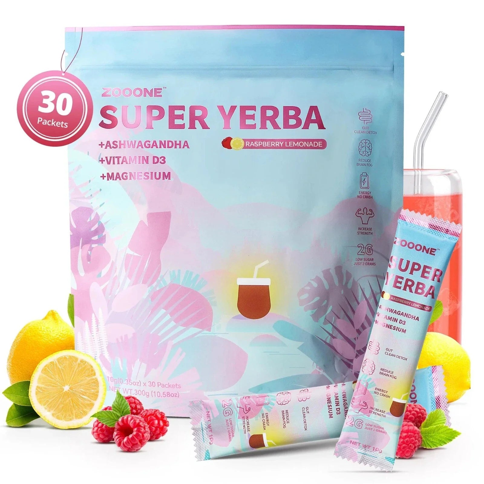ZOOONE Super Yerba - Yerba Mate Instant Tea Powder Raspberry Lemonade