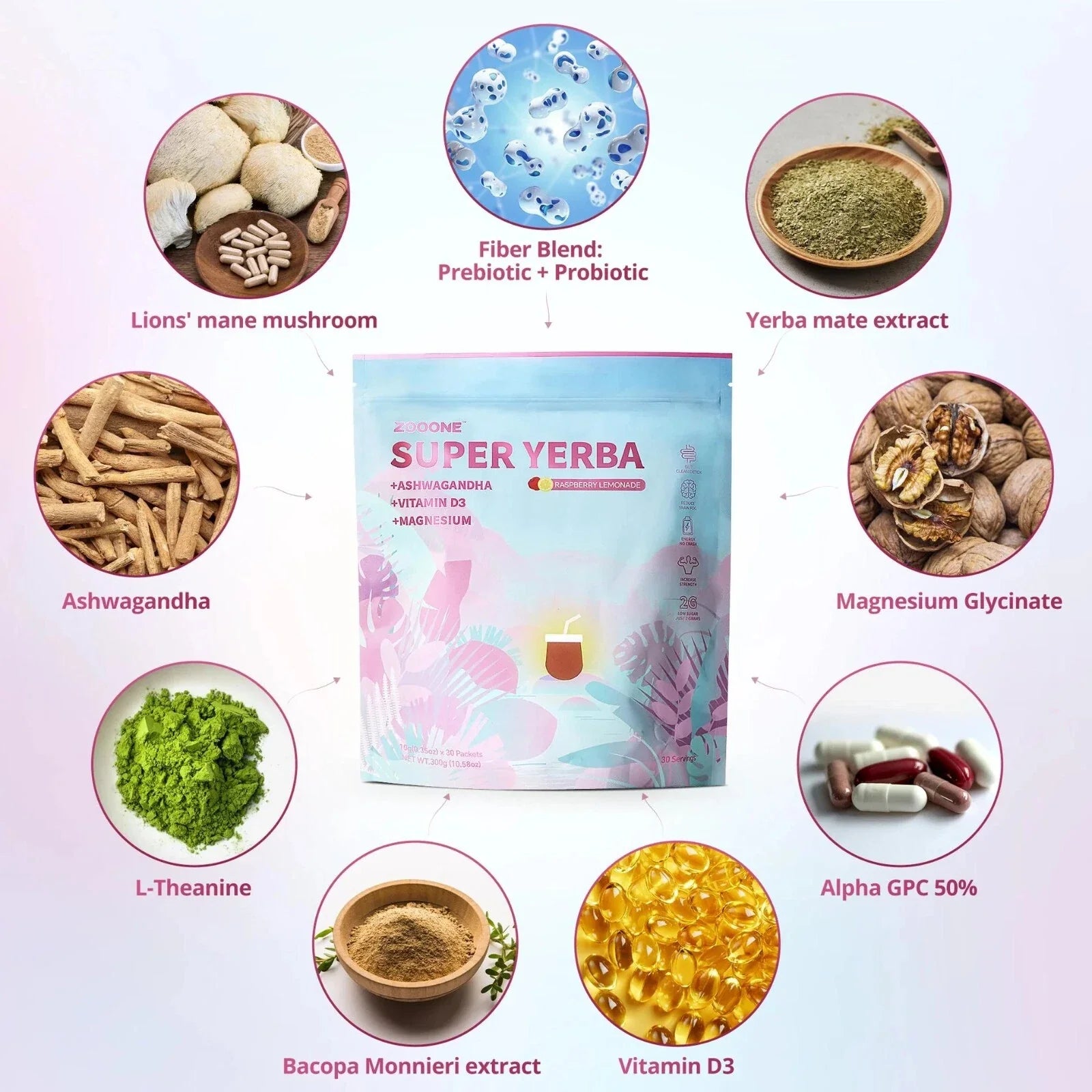ZOOONE Super Yerba - Yerba Mate Instant Tea Powder Raspberry Lemonade